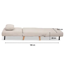 Outlet Nimara Thalia foldbar sovesofa beige tekstil