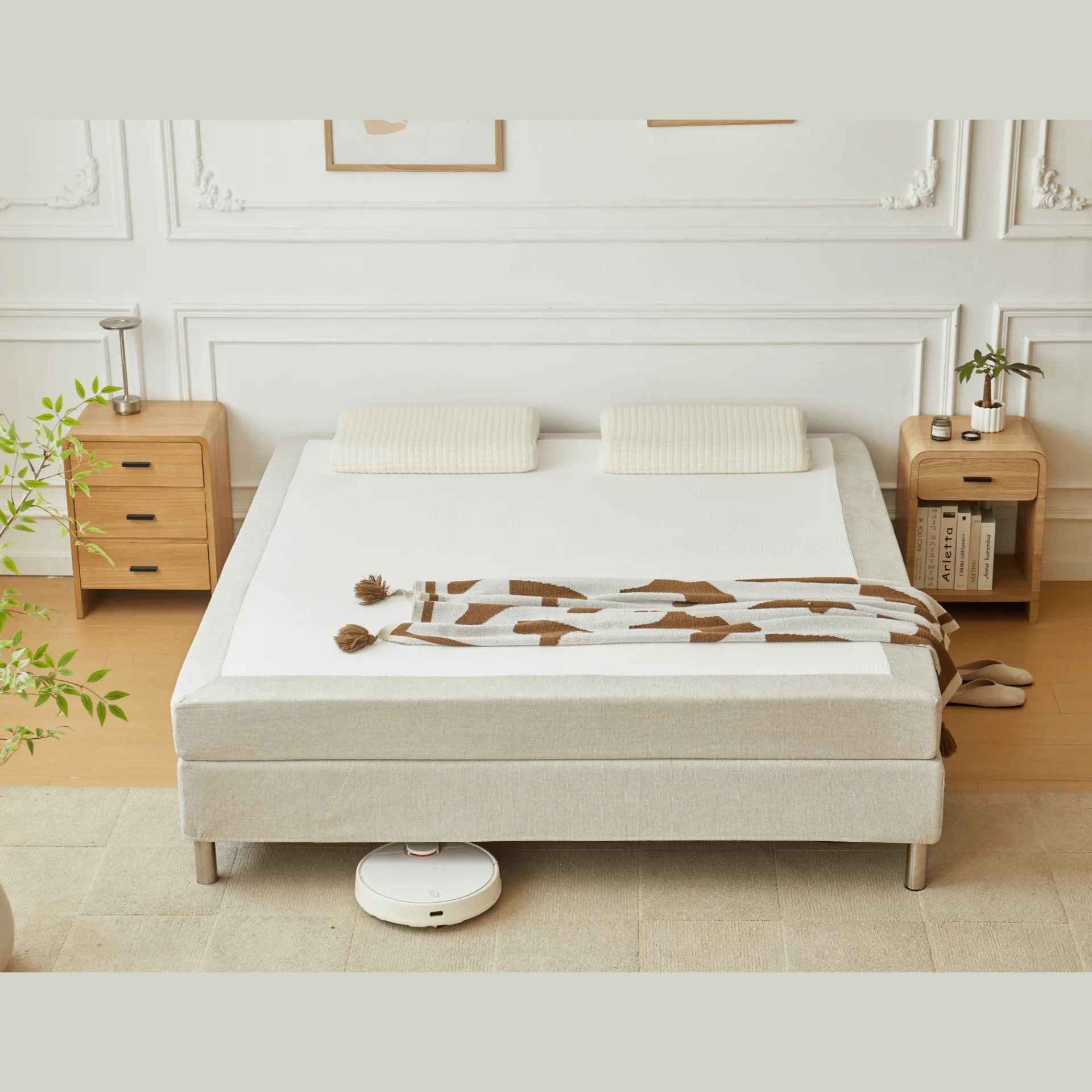 Online Nimara Theodor kontinentalseng i beige 180x200 cm inkl. chrome ben