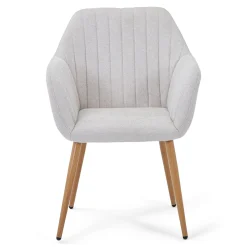 Outlet Nimara Vanessa spisebordsstol med armlæn - beige tekstil og egelook