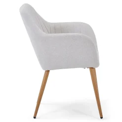 Outlet Nimara Vanessa spisebordsstol med armlæn - beige tekstil og egelook