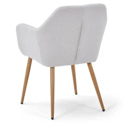 Outlet Nimara Vanessa spisebordsstol med armlæn - beige tekstil og egelook