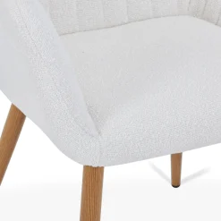 Hot Nimara Vanessa spisebordsstol med armlæn - hvid boucle og egelook